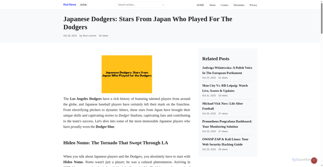 Security scan screenshot of https://victorchahin.com.br/blog/japanese-dodgers-stars-from-japan