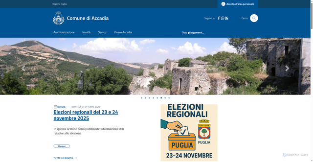 Security scan screenshot of https://www.comune.accadia.fg.it/