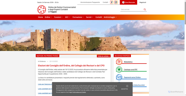 Security scan screenshot of https://www.odcectrapani.it/