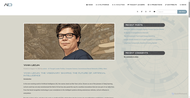 Security scan screenshot of https://aienvisioned.com/ai-thought-leader/yann-lecun/