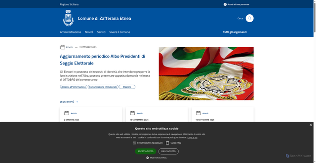 Security scan screenshot of https://www.comune.zafferana-etnea.ct.it/it