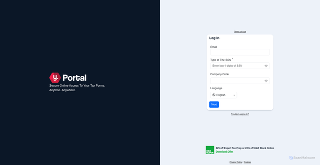 Security scan screenshot of https://www.onlineformportal.com