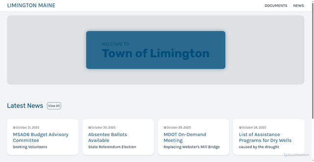 Security scan screenshot of https://limingtonmaine.gov/