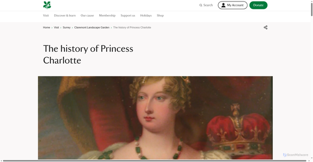 Security scan screenshot of https://www.nationaltrust.org.uk/visit/surrey/claremont-landscape-garden/the-history-of-princess-charlotte