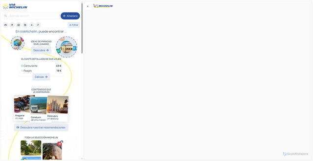 Security scan screenshot of https://viamichelin.es