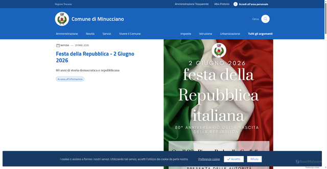 Security scan screenshot of https://www.comune.minucciano.lu.it