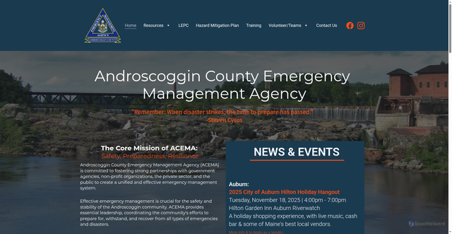 Security scan screenshot of https://androscoggincountyema.gov/