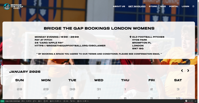 Security scan screenshot of http://btgfootballbookings.com/bookings/London%20Womens