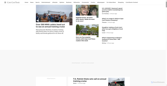 Security scan screenshot of https://capecodtimes.com