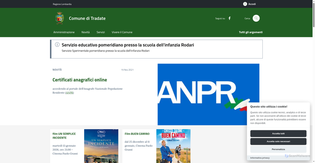 Security scan screenshot of https://comune.tradate.va.it:443/