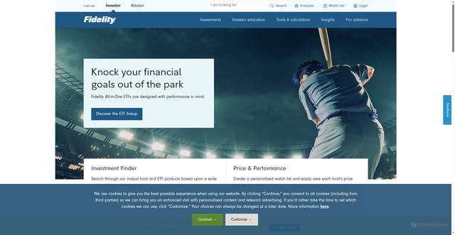 Security scan screenshot of https://www.fidelity.ca/en/