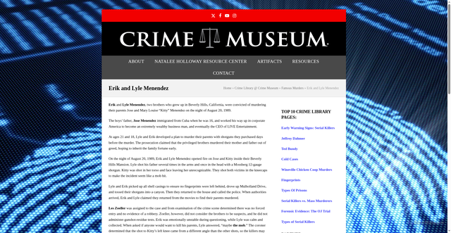 Security scan screenshot of https://www.crimemuseum.org/crime-library/famous-murders/erik-and-lyle-menendez/