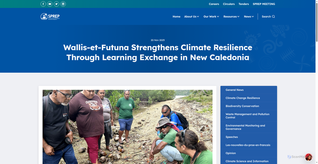 Security scan screenshot of https://www.sprep.org/news/wallis-et-futuna-strengthens-climate-resilience-through-learning-exchange-in-new-caledonia