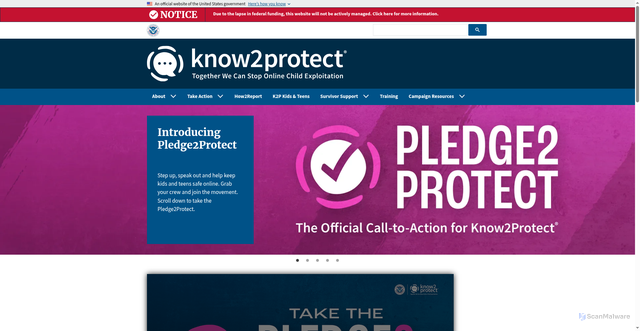 Security scan screenshot of https://know2protect.gov/