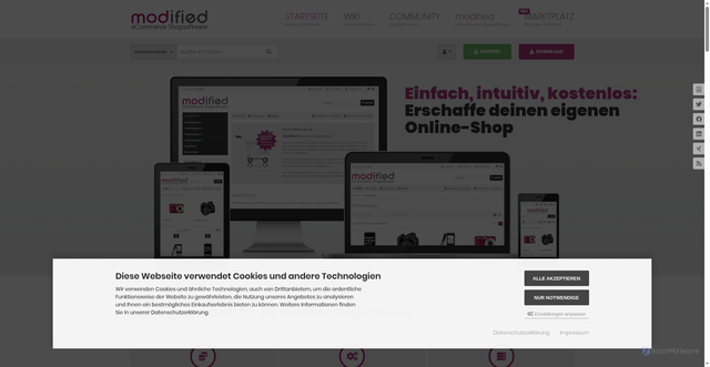 Security scan screenshot of http://www.modified-shop.org/