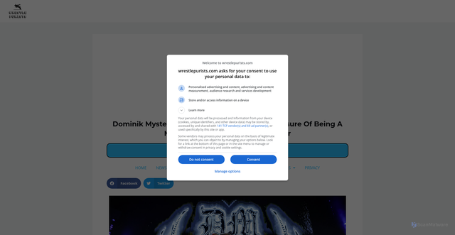 Security scan screenshot of https://wrestlepurists.com/dominik-mysterio-says-he-doesnt-feel-the-pressure-of-being-a-multi-generational-wwe-superstar/