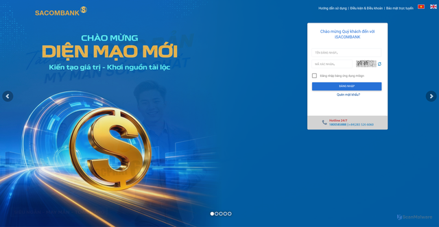 Security scan screenshot of https://www.isacombank.com.vn