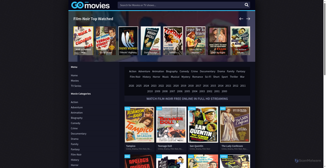 Security scan screenshot of https://moviesdl.net/films/film-noir/