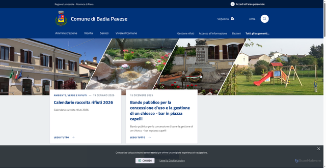 Security scan screenshot of https://www.comune.badiapavese.pv.it/it-it/home