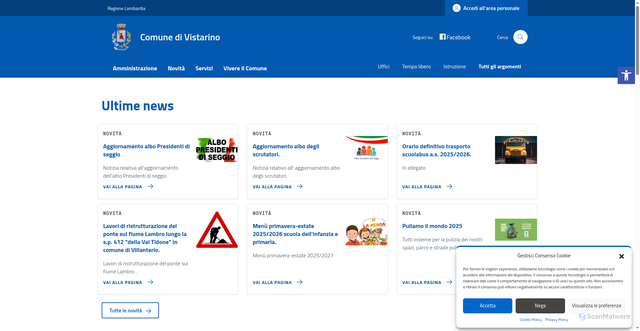 Security scan screenshot of https://comune.vistarino.pv.it/