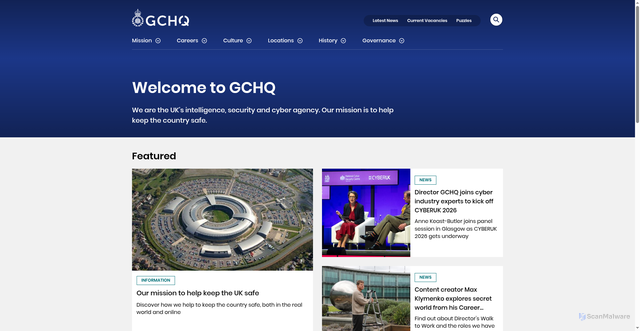 Security scan screenshot of https://www.gchq.gov.uk