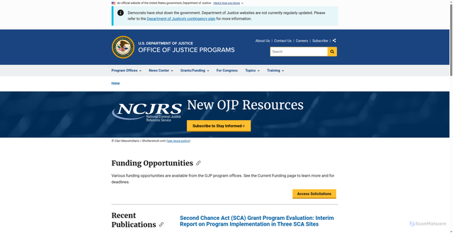 Security scan screenshot of https://www.ojp.gov/ncjrs/new-ojp-resources