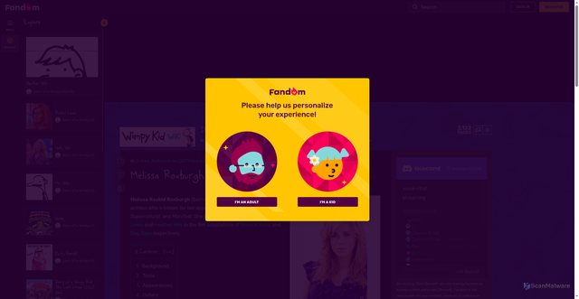 Security scan screenshot of https://diary-of-a-wimpy-kid.fandom.com/wiki/Melissa_Roxburgh