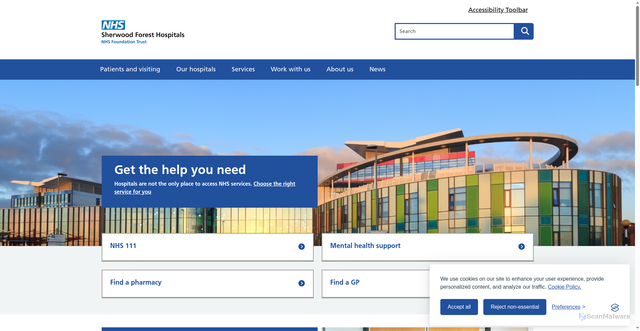 Security scan screenshot of http://www.sfh-tr.nhs.uk/