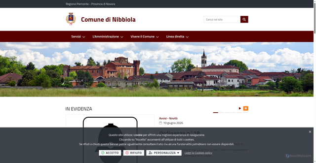 Security scan screenshot of https://www.comune.nibbiola.no.it