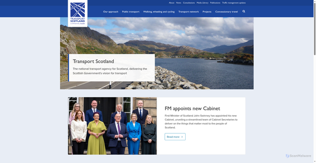 Security scan screenshot of http://www.transportscotland.gov.uk