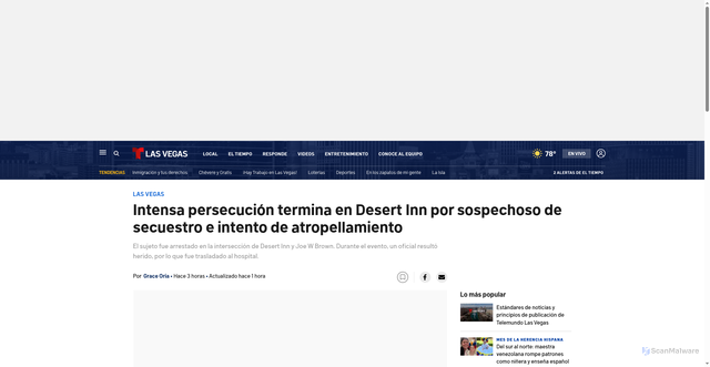 Security scan screenshot of https://www.telemundolasvegas.com/noticias/local/intensa-persecucion-termina-en-desert-inn-por-sospechoso-de-secuestro-e-intento-de-atropellamiento/2426069/