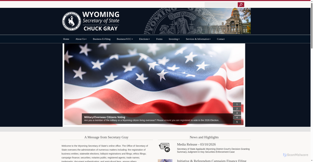 Security scan screenshot of https://sos.wyo.gov