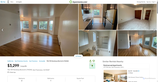 Security scan screenshot of https://www.apartments.com/755-759-monterey-blvd-san-francisco-ca-unit-ltmon5/9xffxk4/