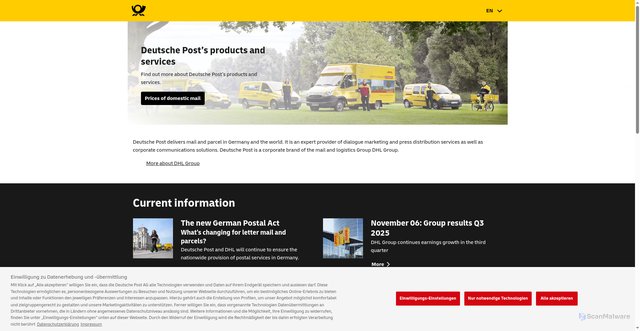 Security scan screenshot of https://www.deutschepost.de/en/home.html