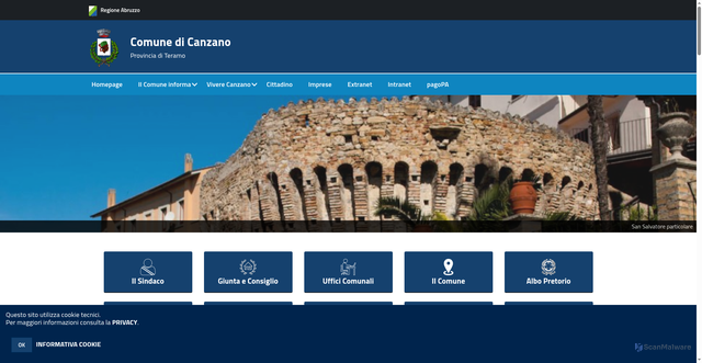 Security scan screenshot of https://www.comune.canzano.te.it/hh/index.php