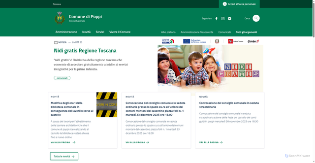 Security scan screenshot of https://comune.poppi.ar.it/