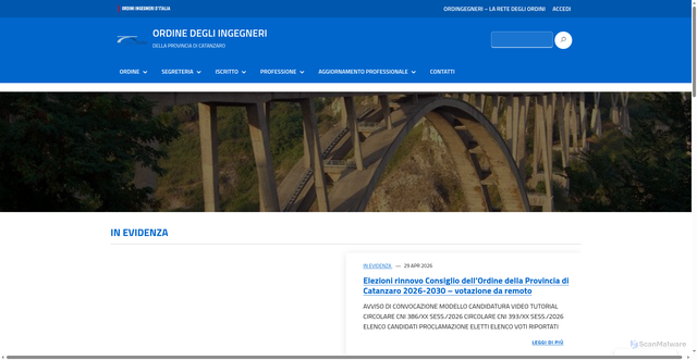 Security scan screenshot of https://www.ordineingegneri.cz.it