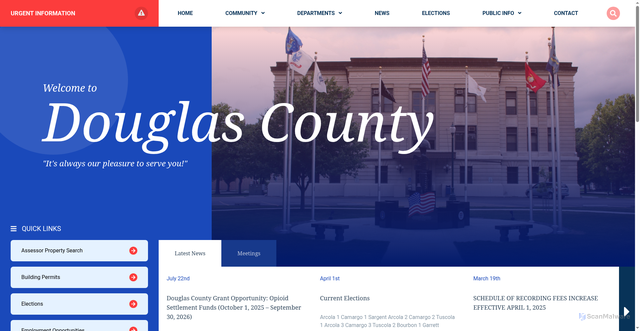 Security scan screenshot of https://douglascountyil.gov/