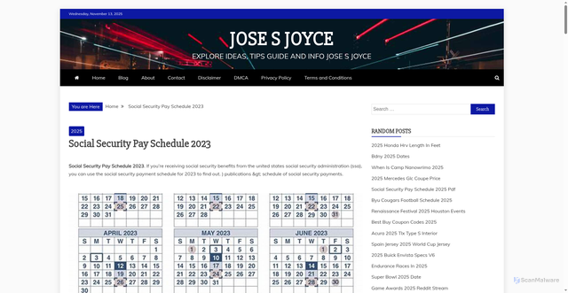 Security scan screenshot of https://josesjoycef.pages.dev/hmhot-social-security-pay-schedule-2023-voukp/