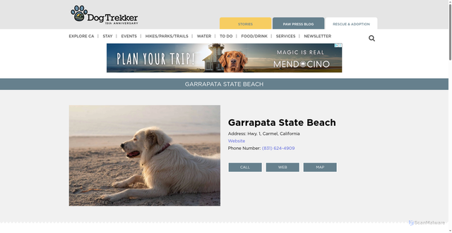 Security scan screenshot of https://dogtrekker.com/directories/garrapata-state-beach/