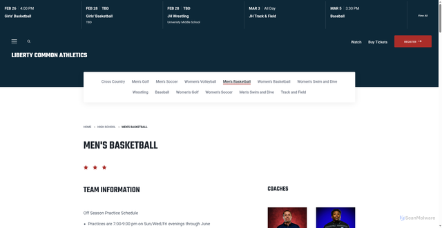 Security scan screenshot of https://athletics.libertycommon.org/high-school/mens-basketball