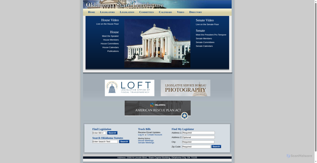 Security scan screenshot of https://oklegislature.gov/