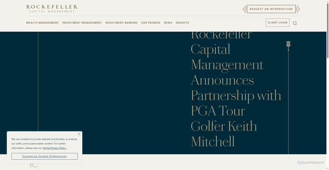 Security scan screenshot of https://www.rockco.com/strategic-insights/rockefeller-capital-management-announces-partnership-with-pga-tour-golfer-keith-mitchell/