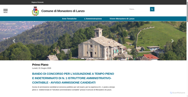 Security scan screenshot of https://www.comune.monasterodilanzo.to.it