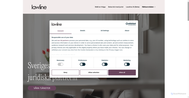 Security scan screenshot of https://lawline.se/