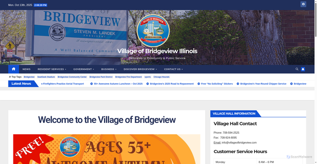 Security scan screenshot of https://bridgeview-il.gov/