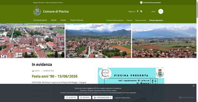 Security scan screenshot of https://www.comune.piscina.to.it