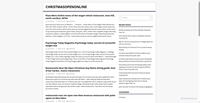 Security scan screenshot of https://christmasopenonline.pages.dev/page/2/