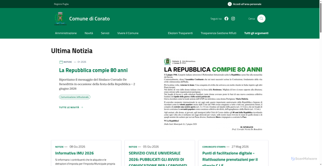 Security scan screenshot of https://www.comune.corato.ba.it