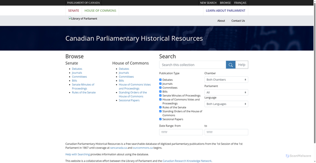 Security scan screenshot of https://parl.canadiana.ca